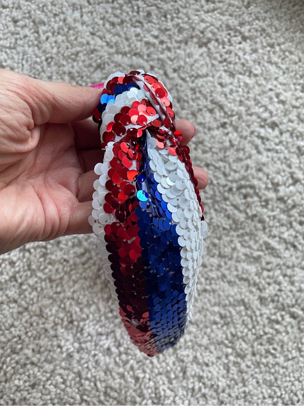 Sequin Knotted Headband in Red White & Blue - Patriotic USA Fourth of July - Picture 7 of 11